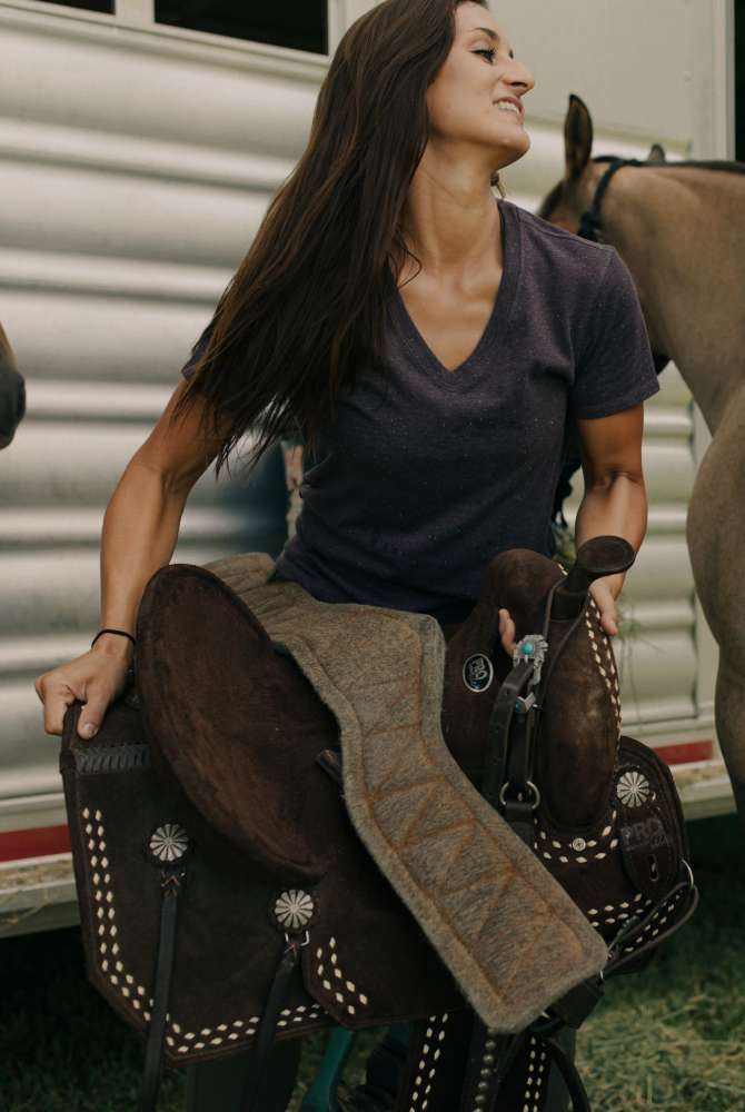 woman with saddle